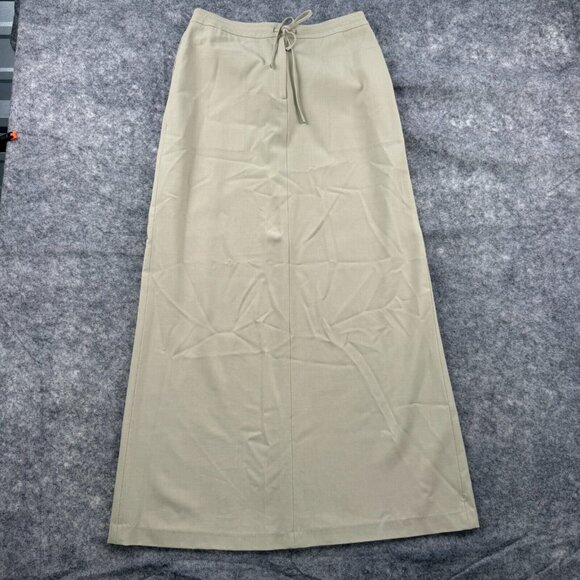 Tahari Skirt Womens 8 Beige Maxi Straight Drawstring VTG 90s Y2K Wool Blend NEW - Picture 1 of 12